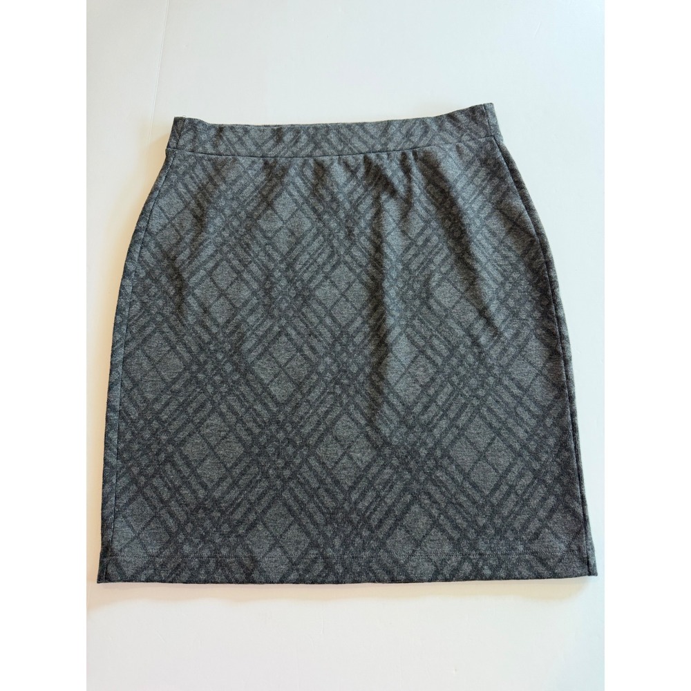 Loft Outlet Grey Diamond Plaid Knit Pencil Skirt‎ Womens Pull On Mini S
